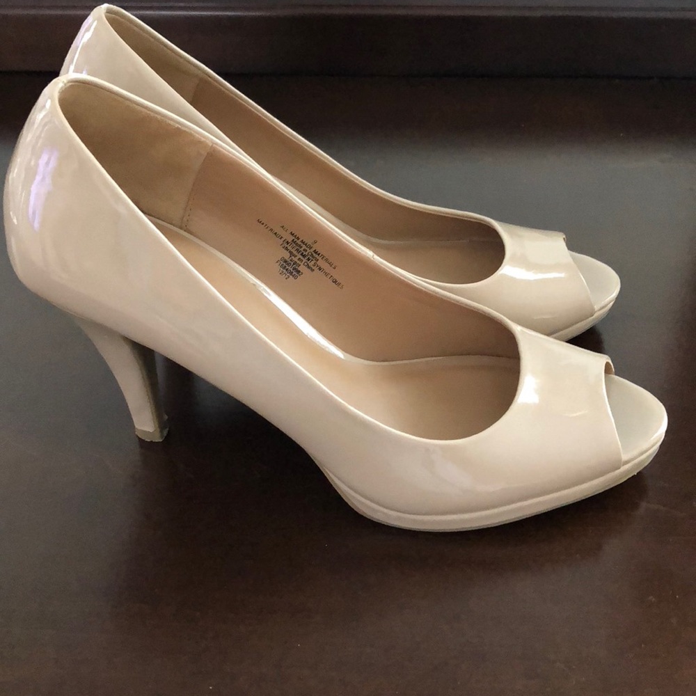 Nude peep toe heels